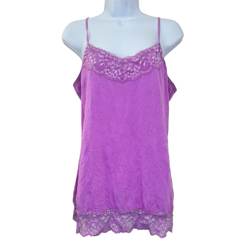 Y2K Lace Trim Cami Babydoll Long Tank Size L Purple